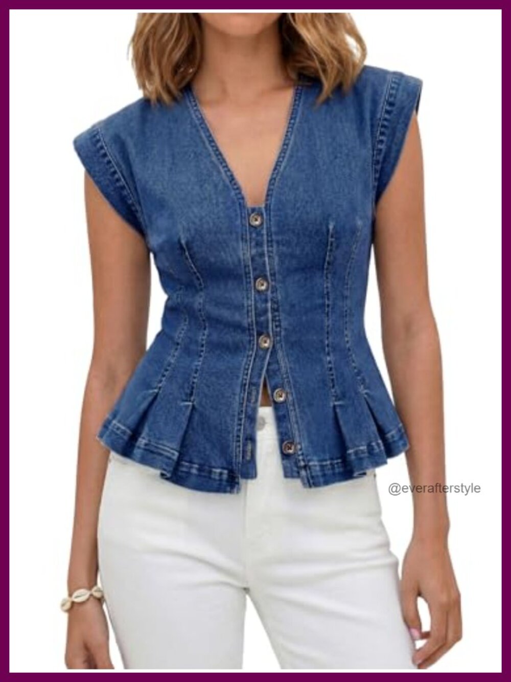 Womens Denim Vest Fitted Pleated Sleeveless Y2K Summer Jean Top